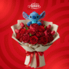 Buquê de Rosas + Mini Pelúcia Stitch
